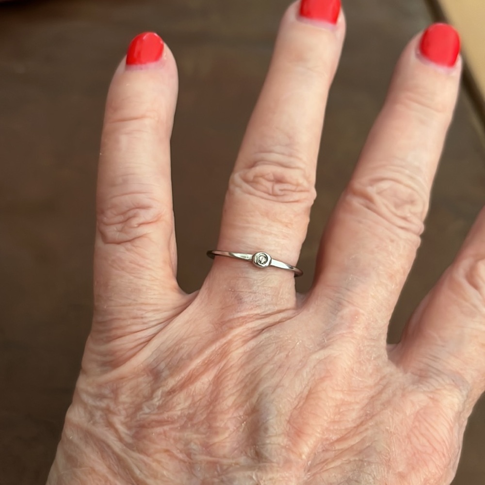 Tiny diamond rhodium ring